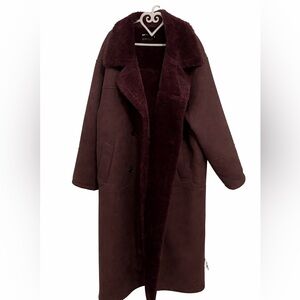 ASOS Longline Sherpa-Lined Winter Coat Burgundy NWT